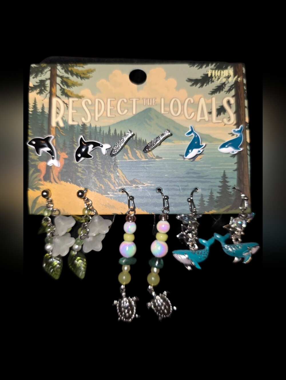 6 Pairs Aquatic Themed Earrings